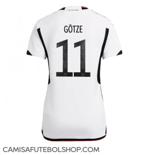 Camisa de time de futebol Alemanha Mario Gotze #11 Replicas 1º Equipamento Feminina Mundo 2022 Manga Curta